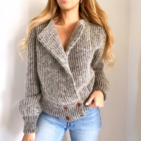 Vintage Sweaters - Vintage Mohair Wool IB Diffusion Sweater Jacket